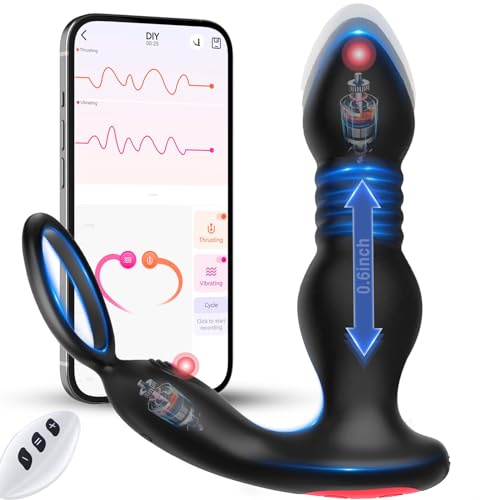 BEISAR Prostate Massager Anal Vibrator Thrusting Vibrating 7 Modes with Cock Ring Anal Plug Anal Sex Toys P Spot Massager Male Sex Toys for Men Enema Products Dildos Women Couples Remote Control