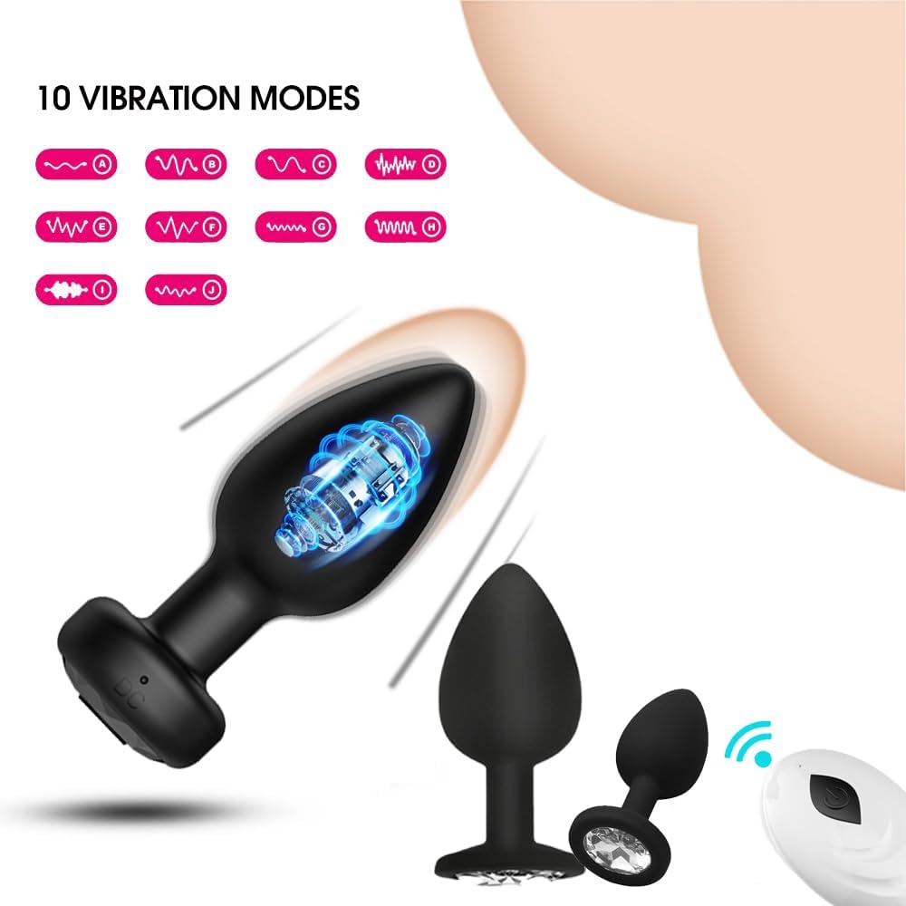 Anal Plug Sex Toys Vibrator- 3PCS Silicone Anal Toys Butt Plug Training Kit with Remote Control 10 Frequency Vibration, Vibrating Anal Plug and Prostate Massager, Adult Sex Toys and Games