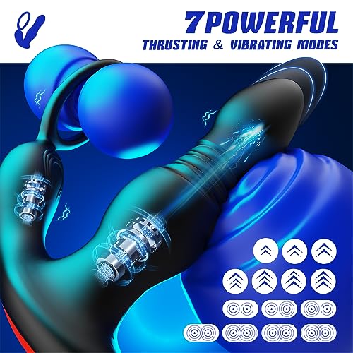 BEISAR Prostate Massager Anal Vibrator Thrusting Vibrating 7 Modes with Cock Ring Anal Plug Anal Sex Toys P Spot Massager Male Sex Toys for Men Enema Products Dildos Women Couples Remote Control