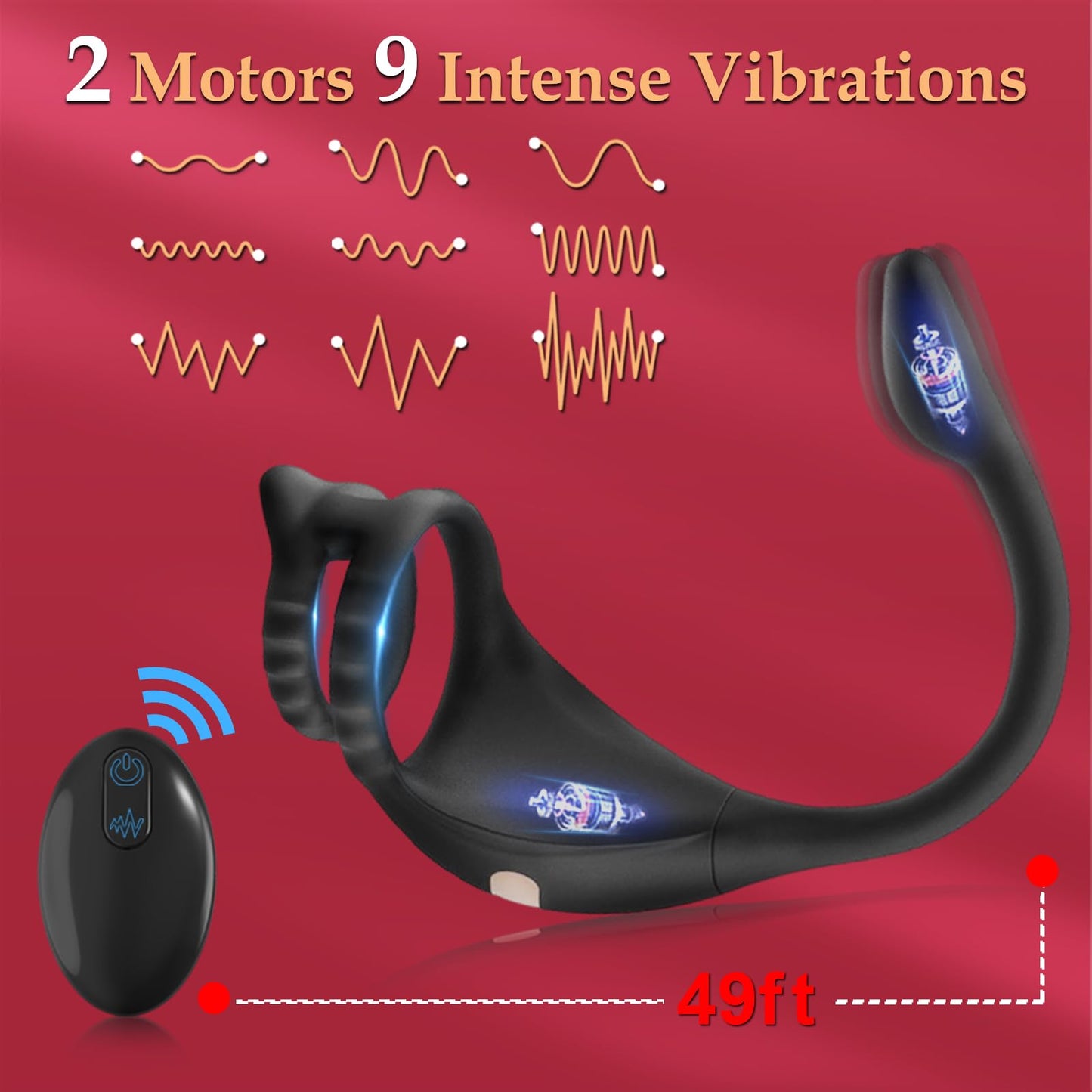 Vibrating Cock Ring Taint Stimulator with Mini Bullet, Remote Control Anal Butt Plug Prostate Massager Penis Ring Male Vibrators for Men Pleasure Sex Toys For Adult Couples