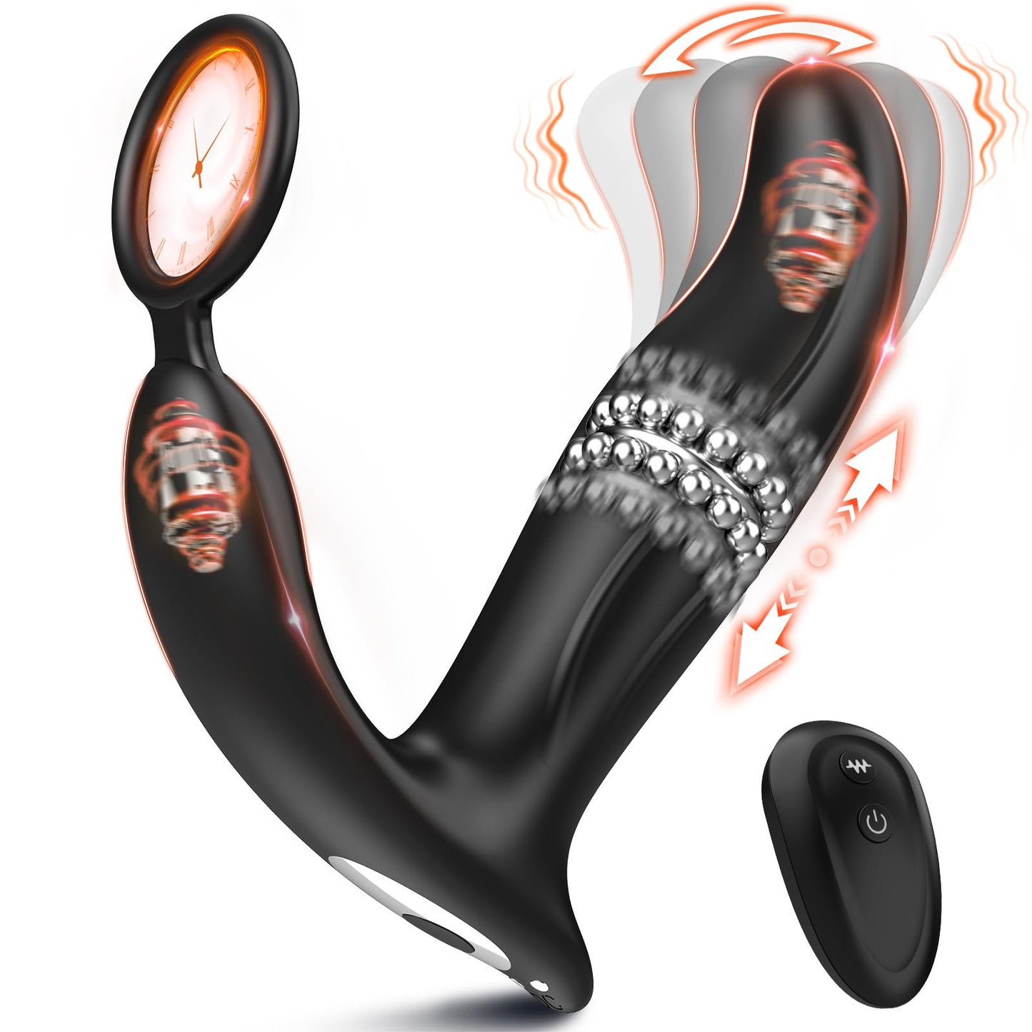 BEISAR Prostate Massager Anal Vibrator Thrusting Vibrating 7 Modes with Cock Ring Anal Plug Anal Sex Toys P Spot Massager Male Sex Toys for Men Enema Products Dildos Women Couples Remote Control