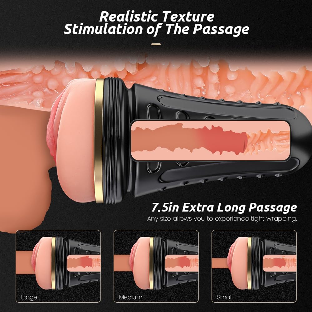 Male Masturbator,Kingdemer Realistic Pocket Pussy Vagina Textured with 7.5in Depth Lifelike Soft and Fleshy Texture,Penis Training Masturbators Sex Toy for Men