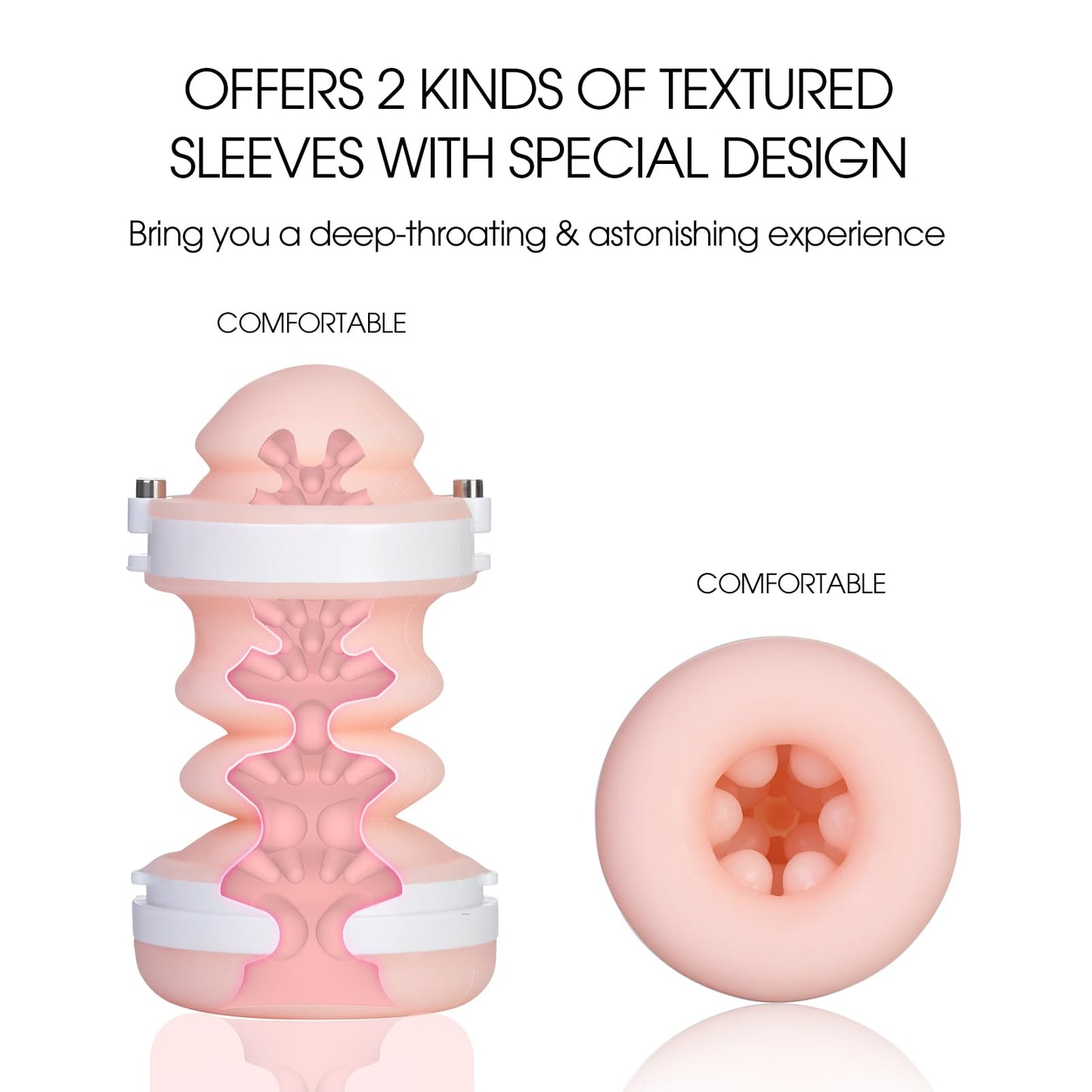 Automatic Male Masturbators Cup - Hands Free Visible Masturbator Cup Blowjob Machine with 10 Thrusting & 2 Realistic Sleeves & Wearable Strap Adult Sex Toys for Men Pleasure | 50db Quiet