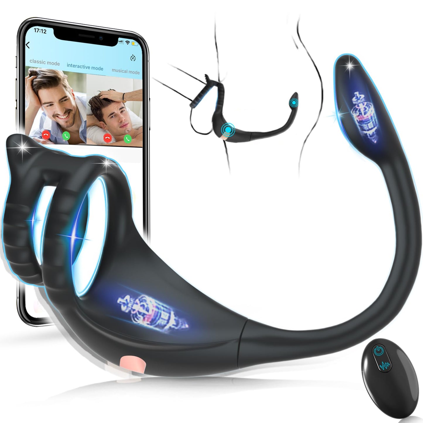 Vibrating Cock Ring Taint Stimulator with Mini Bullet, Remote Control Anal Butt Plug Prostate Massager Penis Ring Male Vibrators for Men Pleasure Sex Toys For Adult Couples