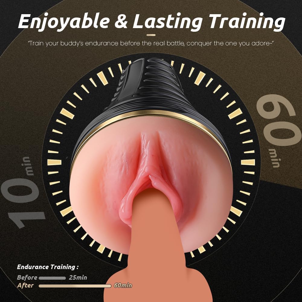 Male Masturbator,Kingdemer Realistic Pocket Pussy Vagina Textured with 7.5in Depth Lifelike Soft and Fleshy Texture,Penis Training Masturbators Sex Toy for Men