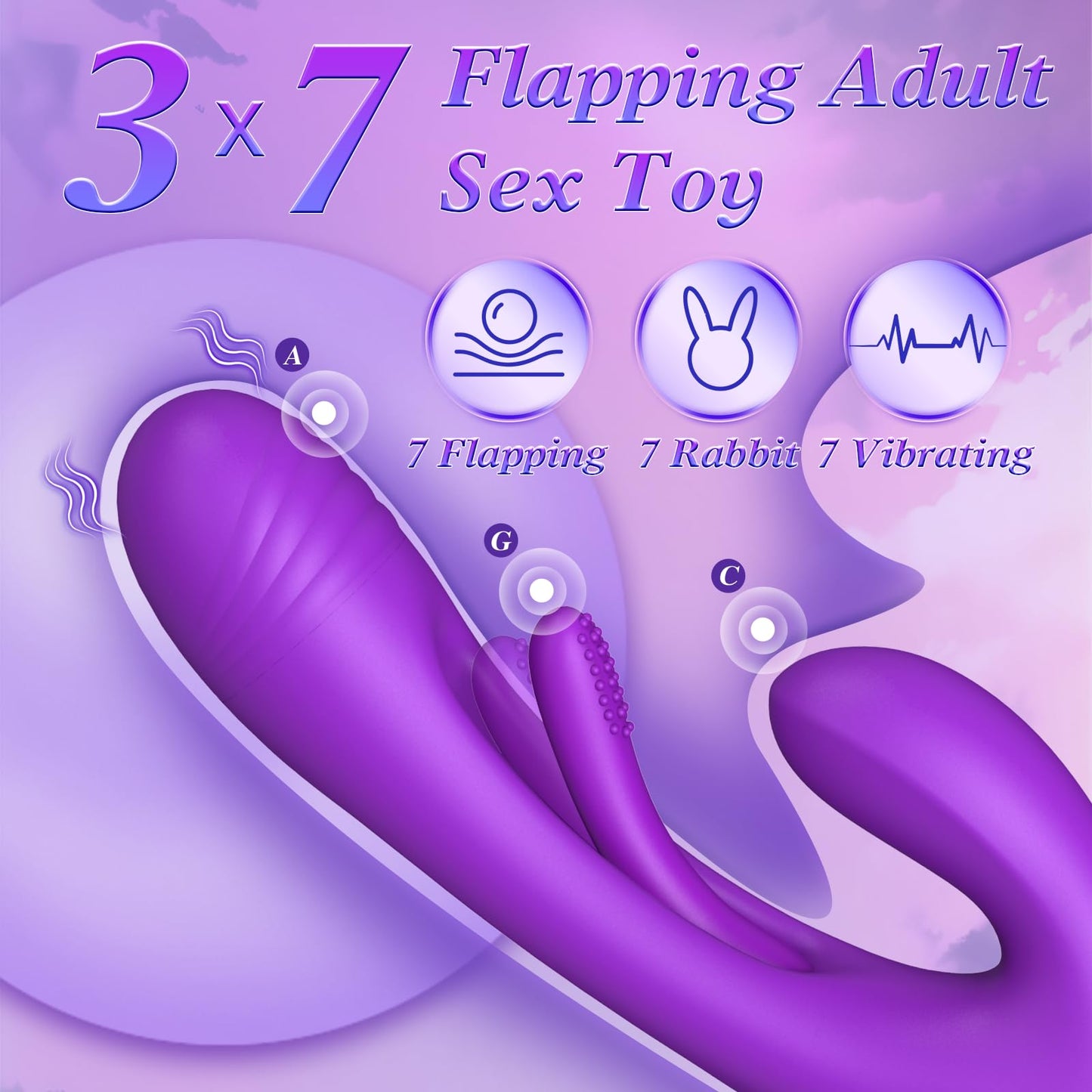 Vibrator Dildo Rabbit Sex Toys -LOVENOTE G Spot Vibrator Massager for Women Clitoral Nipple Stimulation, 3 in 1 Sex Toys with 14 Vibration & 7 Tongue Licking Flapping, Adult Sex Toys, Aurieel