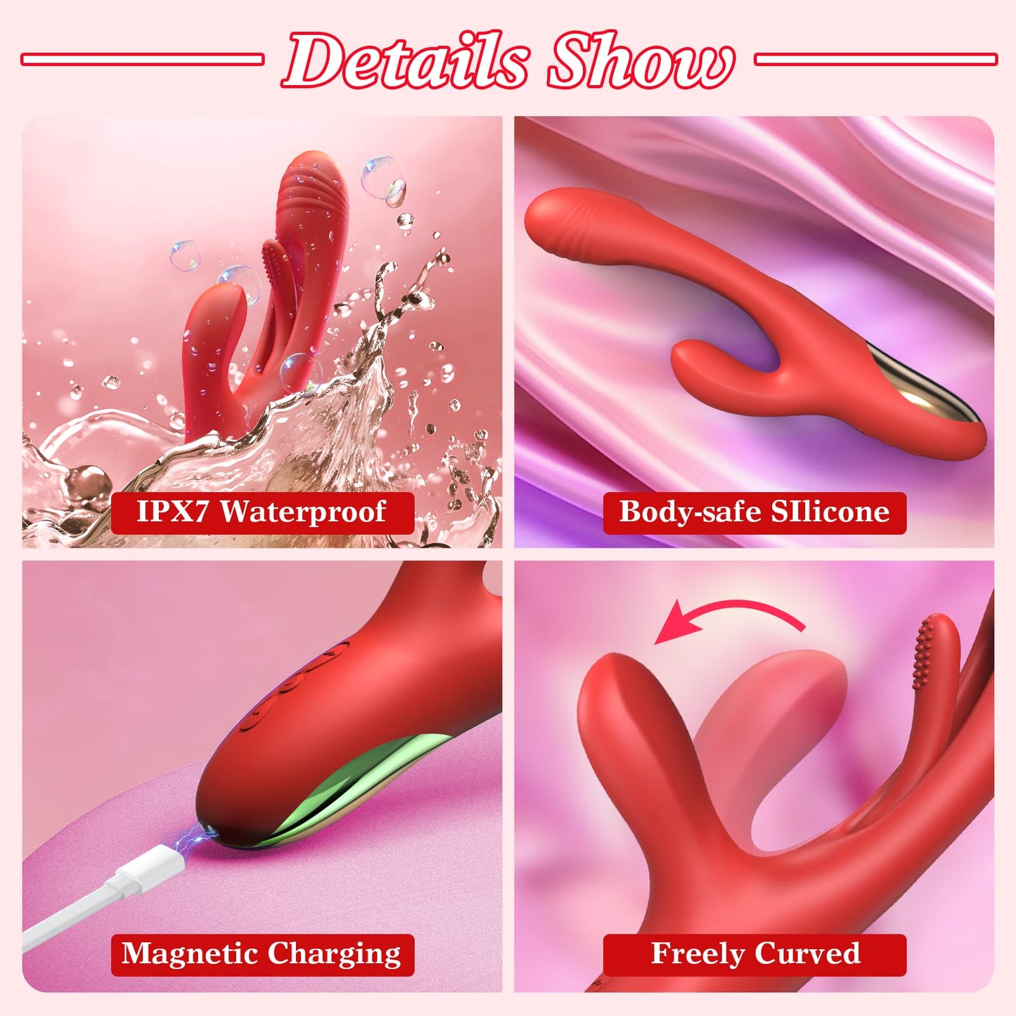 Vibrator Dildo Rabbit Sex Toys -LOVENOTE G Spot Vibrator Massager for Women Clitoral Nipple Stimulation, 3 in 1 Sex Toys with 14 Vibration & 7 Tongue Licking Flapping, Adult Sex Toys, Aurieel