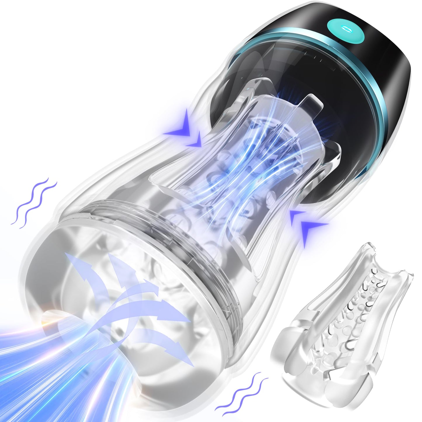EINSEO Automatic Sucking Male Masturbators - Upgraded 7 Vibration & Suction Hands Free Pocket Pussy Male Stroker with 3D Realistic Textured, Blowjob Toy Mens Adult Male Sex Toys for Men (Black)