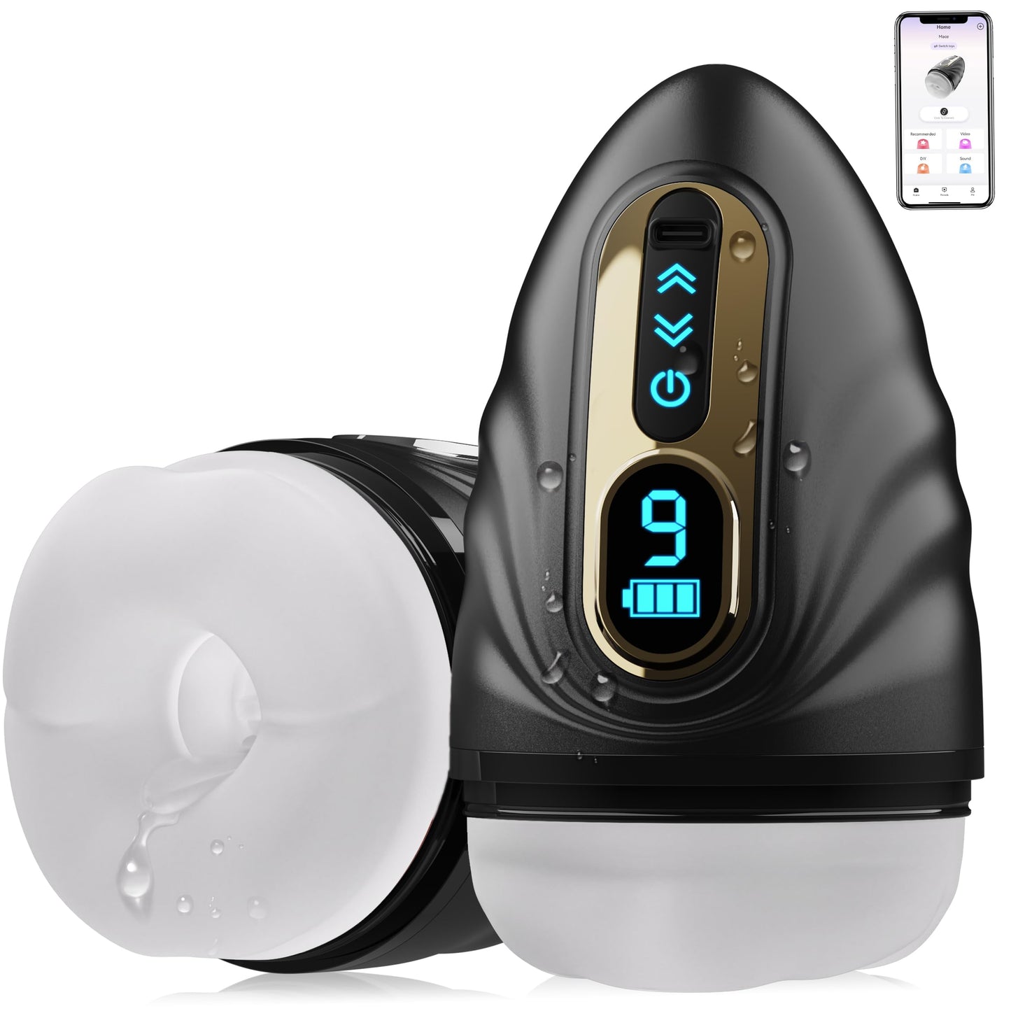 SYDOWARDAL Male Sex Toys for Men - Male Masturbator Vibrator Penis Pump Trainer APP Control, Mouth-Wrapped Penis Vibrator Adult Toys with Heating Rod, LCD, Pocket Pussy Stroker Adult Sex Toys & Games