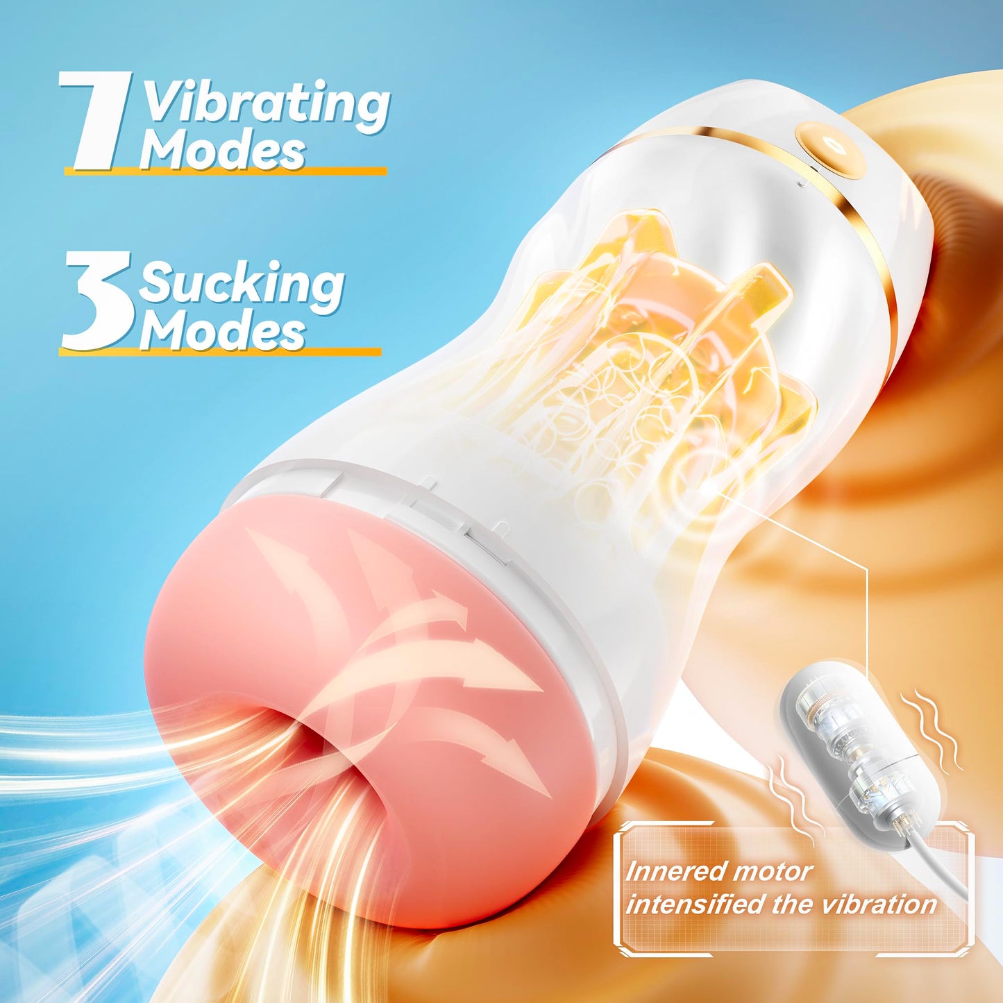 EINSEO Automatic Sucking Male Masturbators - Upgraded 7 Vibration & Suction Hands Free Pocket Pussy Male Stroker with 3D Realistic Textured, Blowjob Toy Mens Adult Male Sex Toys for Men (Black)