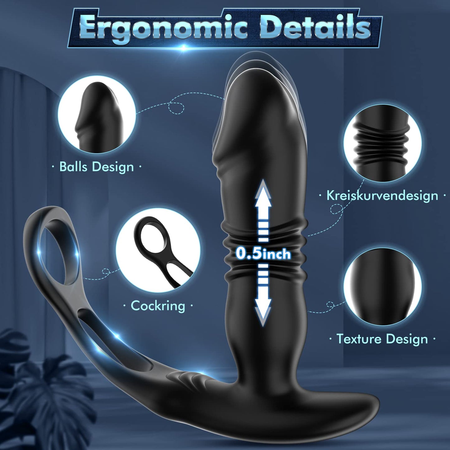 BEISAR Prostate Massager Anal Vibrator Thrusting Vibrating 7 Modes with Cock Ring Anal Plug Anal Sex Toys P Spot Massager Male Sex Toys for Men Enema Products Dildos Women Couples Remote Control