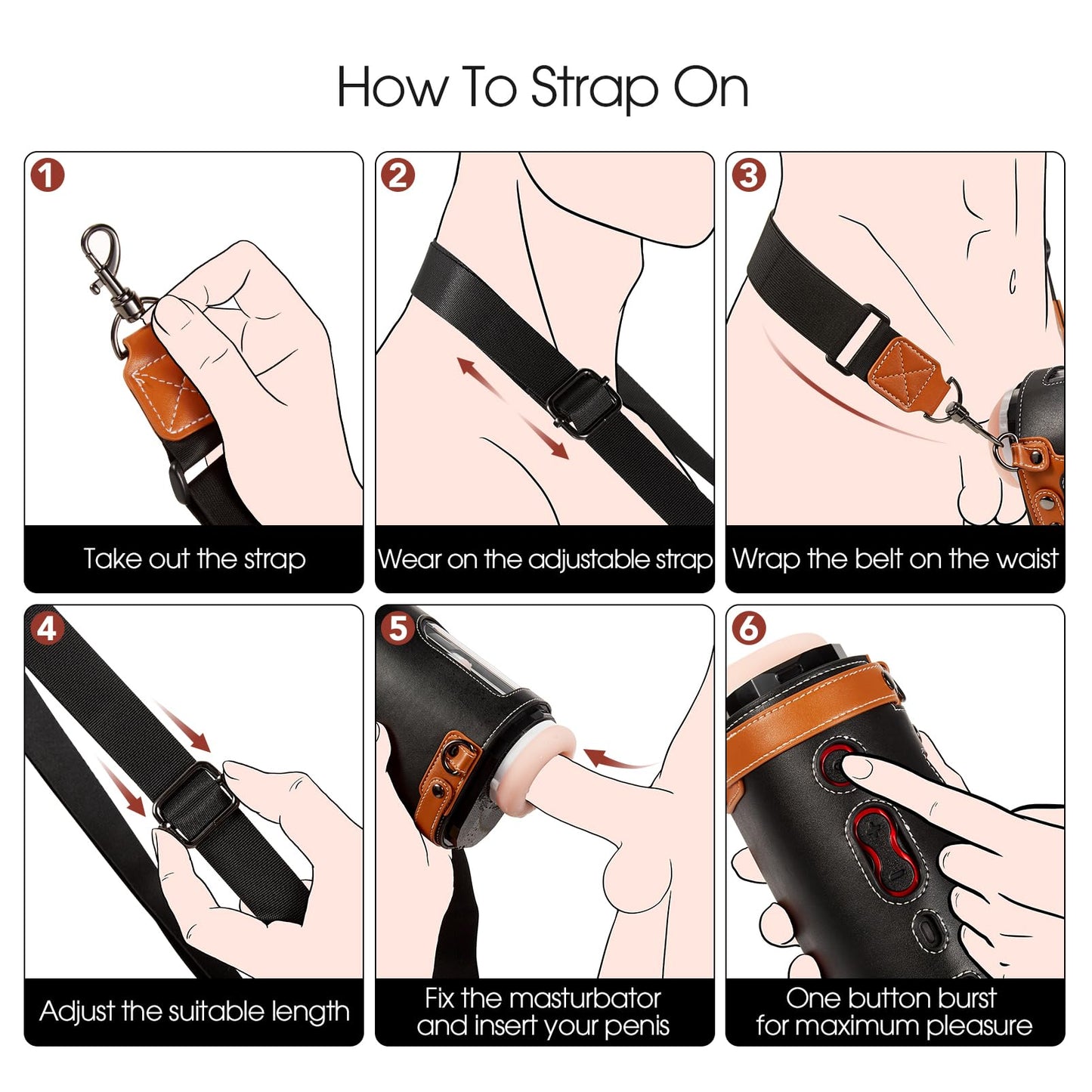 Automatic Male Masturbators Cup - Hands Free Visible Masturbator Cup Blowjob Machine with 10 Thrusting & 2 Realistic Sleeves & Wearable Strap Adult Sex Toys for Men Pleasure | 50db Quiet