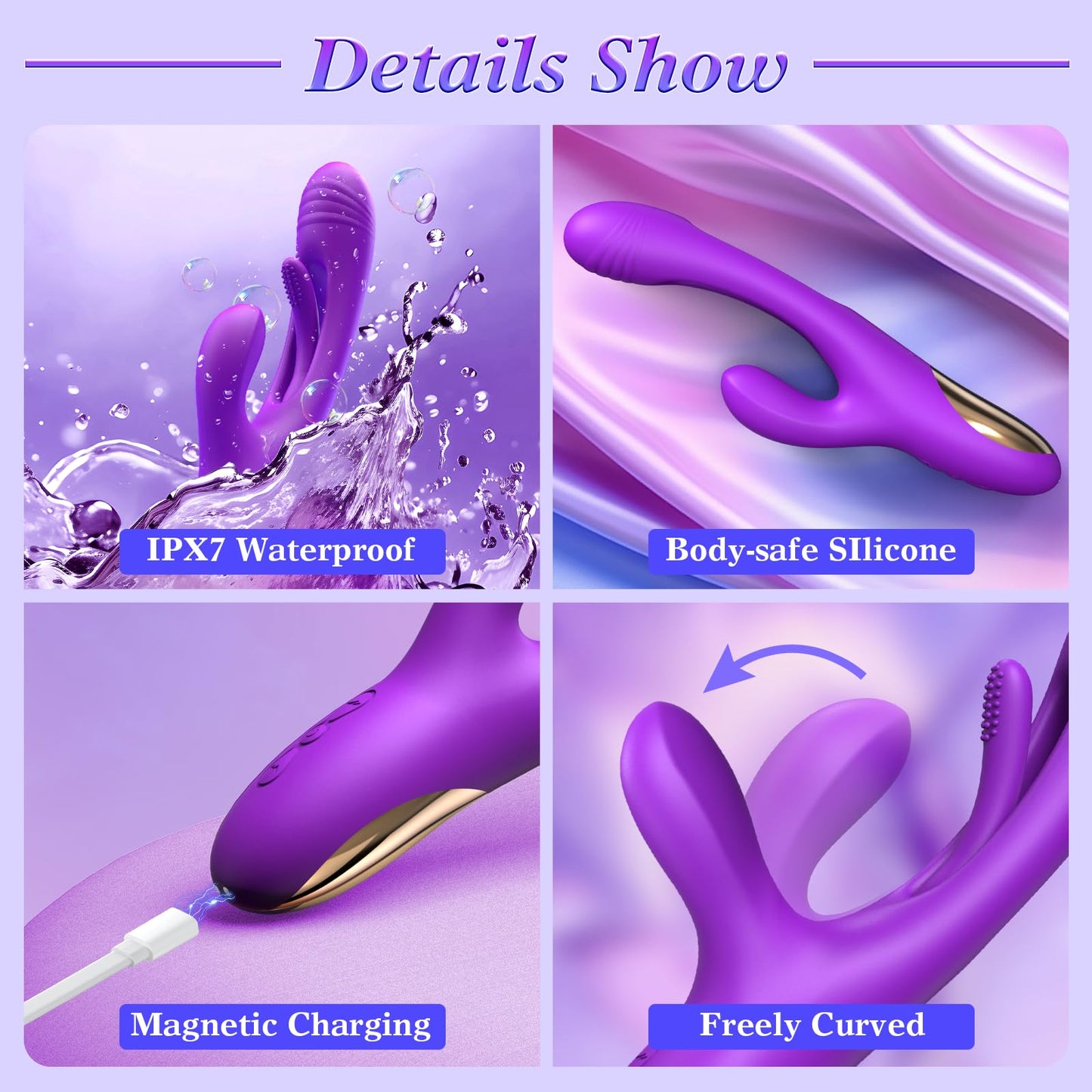 Vibrator Dildo Rabbit Sex Toys -LOVENOTE G Spot Vibrator Massager for Women Clitoral Nipple Stimulation, 3 in 1 Sex Toys with 14 Vibration & 7 Tongue Licking Flapping, Adult Sex Toys, Aurieel