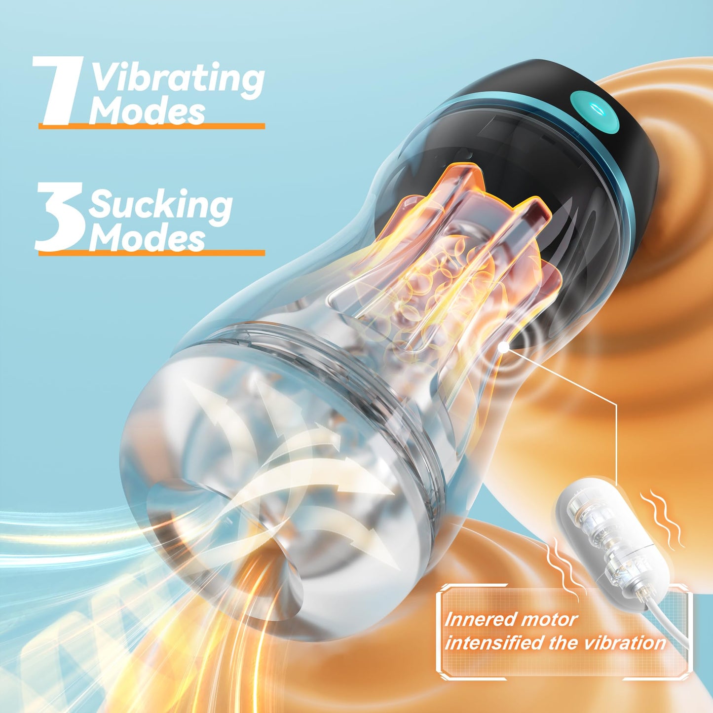 EINSEO Automatic Sucking Male Masturbators - Upgraded 7 Vibration & Suction Hands Free Pocket Pussy Male Stroker with 3D Realistic Textured, Blowjob Toy Mens Adult Male Sex Toys for Men (Black)