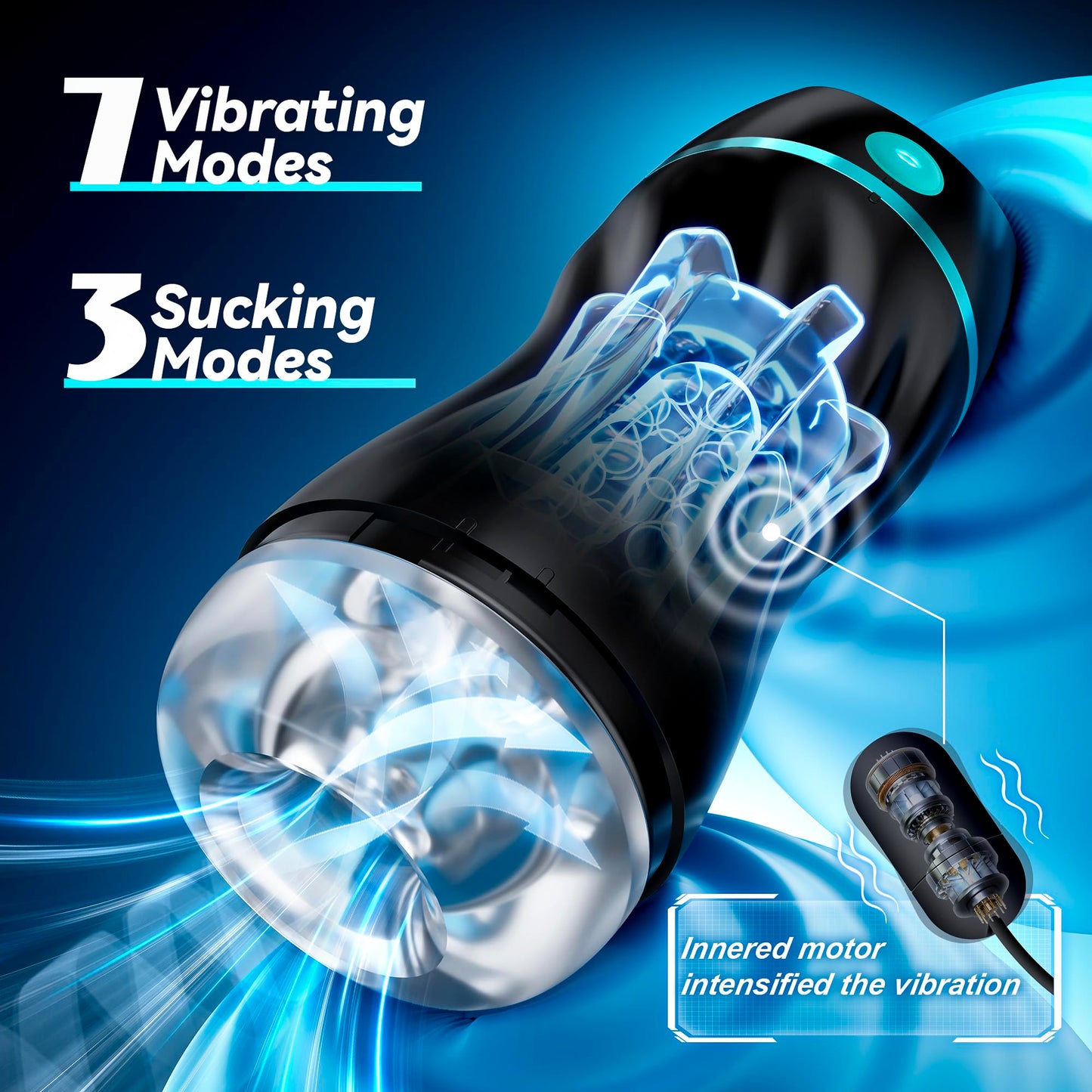 EINSEO Automatic Sucking Male Masturbators - Upgraded 7 Vibration & Suction Hands Free Pocket Pussy Male Stroker with 3D Realistic Textured, Blowjob Toy Mens Adult Male Sex Toys for Men (Black)