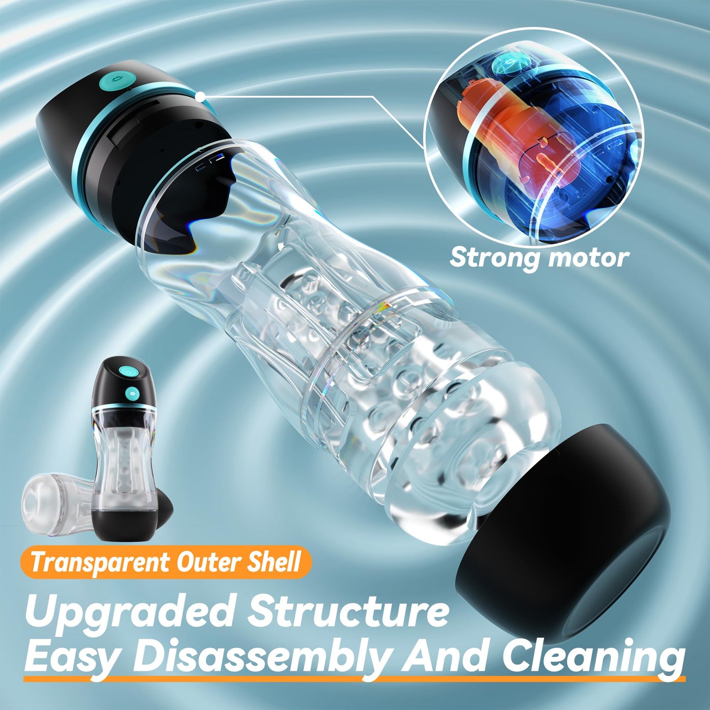 EINSEO Automatic Sucking Male Masturbators - Upgraded 7 Vibration & Suction Hands Free Pocket Pussy Male Stroker with 3D Realistic Textured, Blowjob Toy Mens Adult Male Sex Toys for Men (Black)