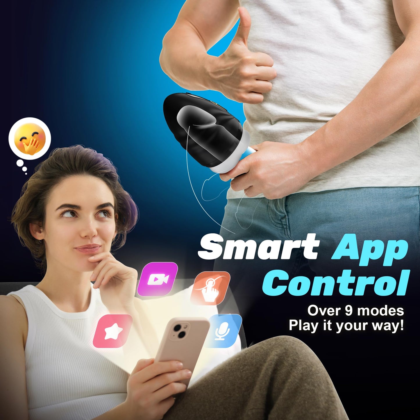 SYDOWARDAL Male Sex Toys for Men - Male Masturbator Vibrator Penis Pump Trainer APP Control, Mouth-Wrapped Penis Vibrator Adult Toys with Heating Rod, LCD, Pocket Pussy Stroker Adult Sex Toys & Games