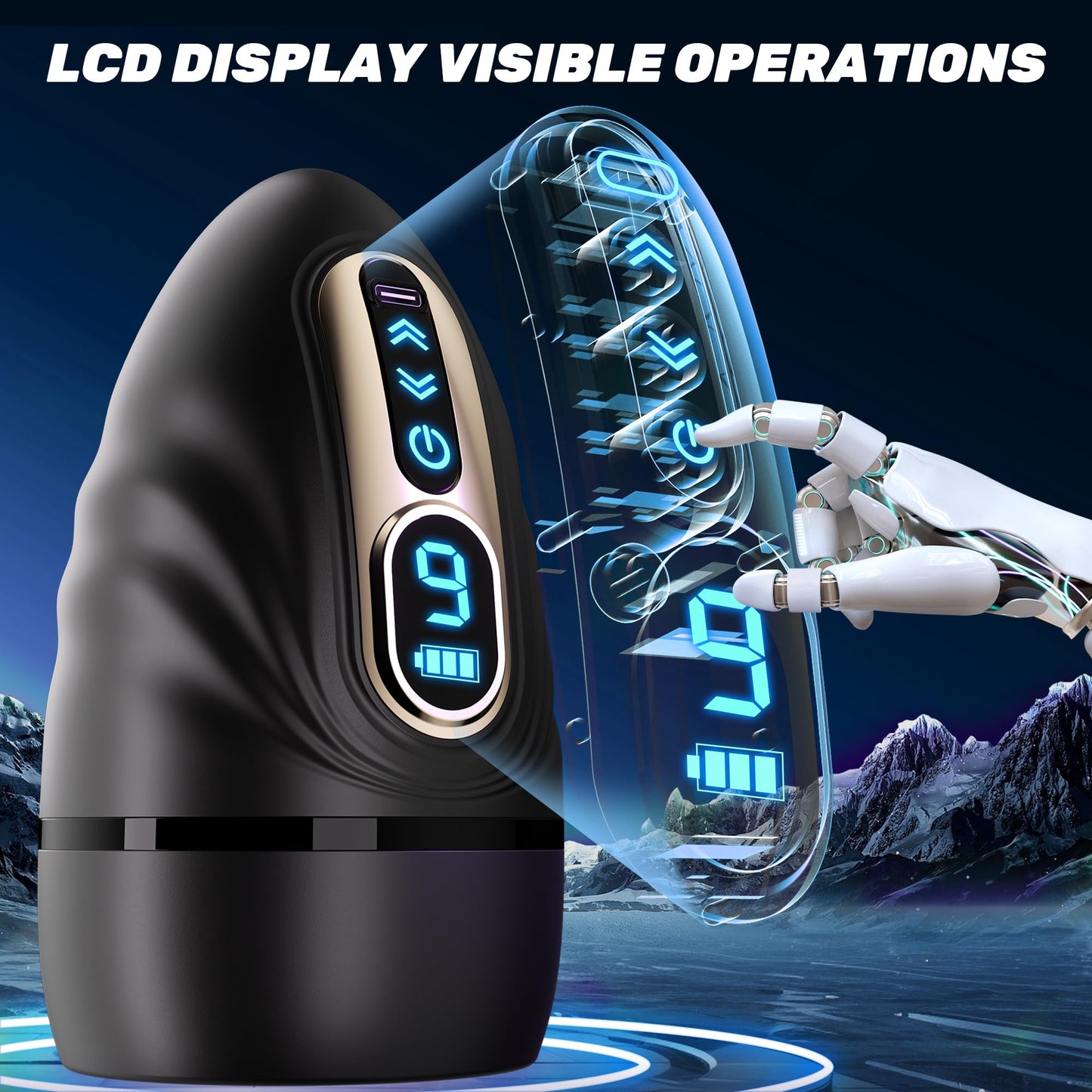 SYDOWARDAL Male Sex Toys for Men - Male Masturbator Vibrator Penis Pump Trainer APP Control, Mouth-Wrapped Penis Vibrator Adult Toys with Heating Rod, LCD, Pocket Pussy Stroker Adult Sex Toys & Games