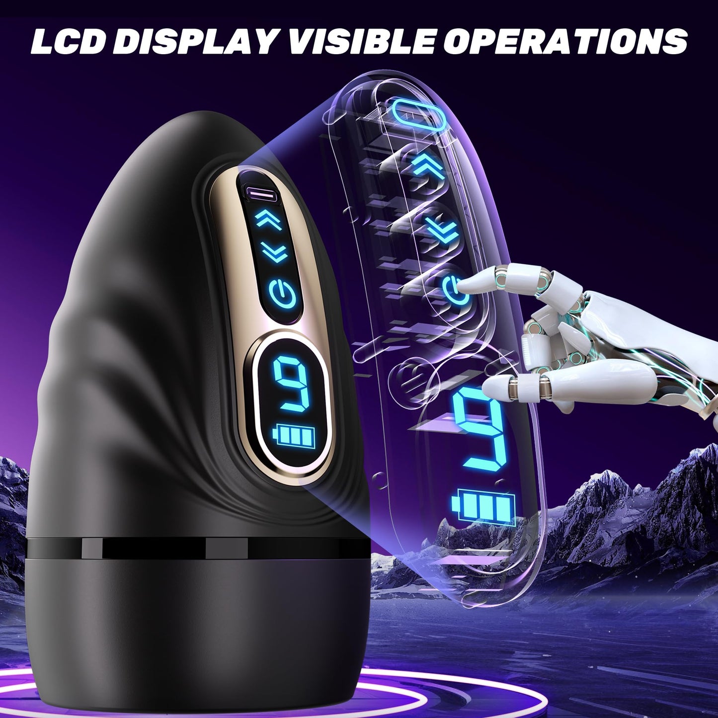 SYDOWARDAL Male Sex Toys for Men - Male Masturbator Vibrator Penis Pump Trainer APP Control, Mouth-Wrapped Penis Vibrator Adult Toys with Heating Rod, LCD, Pocket Pussy Stroker Adult Sex Toys & Games