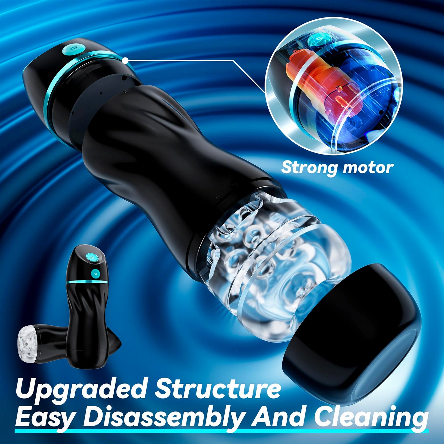 EINSEO Automatic Sucking Male Masturbators - Upgraded 7 Vibration & Suction Hands Free Pocket Pussy Male Stroker with 3D Realistic Textured, Blowjob Toy Mens Adult Male Sex Toys for Men (Black)