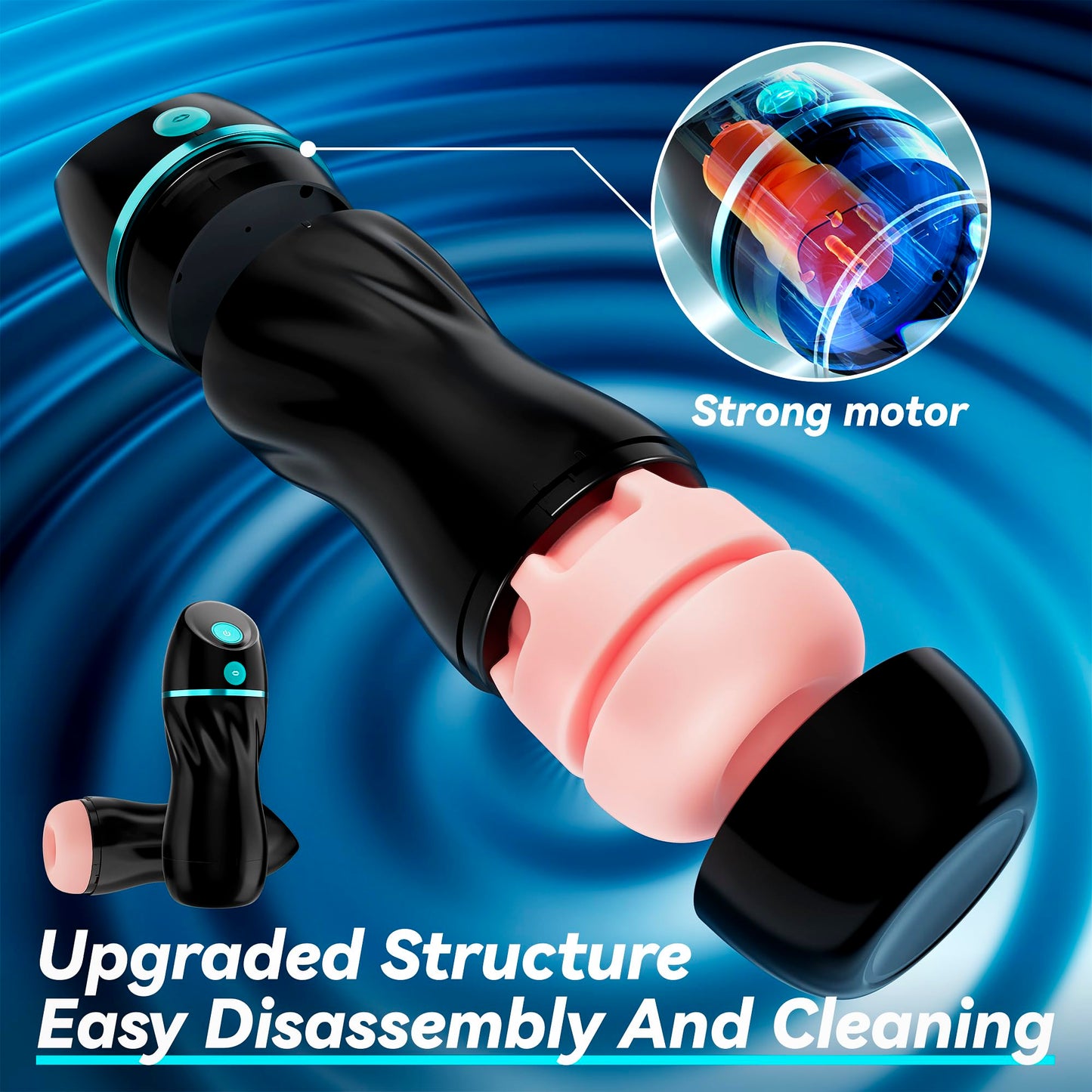 EINSEO Automatic Sucking Male Masturbators - Upgraded 7 Vibration & Suction Hands Free Pocket Pussy Male Stroker with 3D Realistic Textured, Blowjob Toy Mens Adult Male Sex Toys for Men (Black)