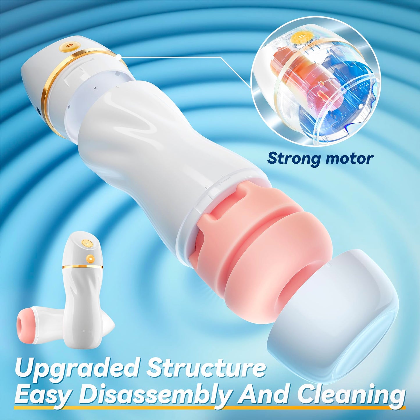 EINSEO Automatic Sucking Male Masturbators - Upgraded 7 Vibration & Suction Hands Free Pocket Pussy Male Stroker with 3D Realistic Textured, Blowjob Toy Mens Adult Male Sex Toys for Men (Black)