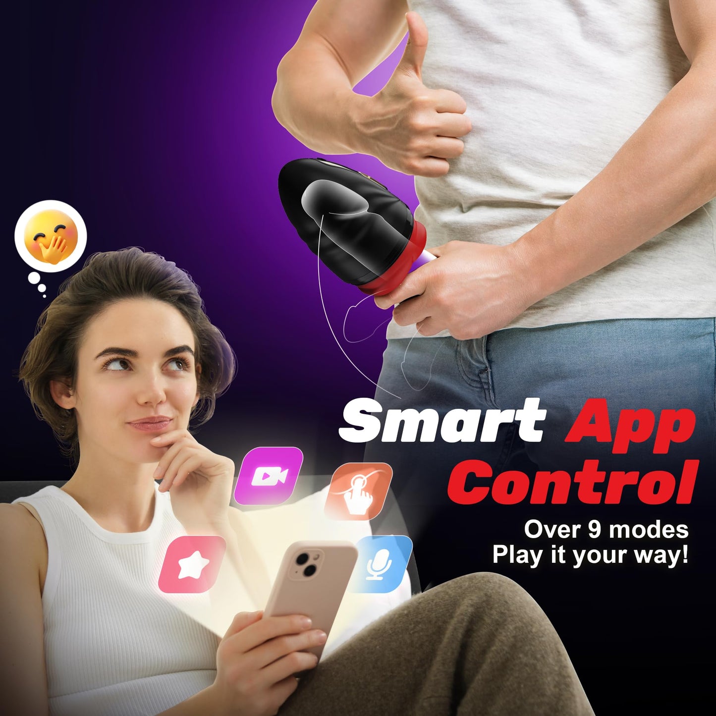 SYDOWARDAL Male Sex Toys for Men - Male Masturbator Vibrator Penis Pump Trainer APP Control, Mouth-Wrapped Penis Vibrator Adult Toys with Heating Rod, LCD, Pocket Pussy Stroker Adult Sex Toys & Games