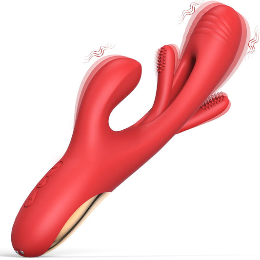 Vibrator Dildo Rabbit Sex Toys -LOVENOTE G Spot Vibrator Massager for Women Clitoral Nipple Stimulation, 3 in 1 Sex Toys with 14 Vibration & 7 Tongue Licking Flapping, Adult Sex Toys, Aurieel