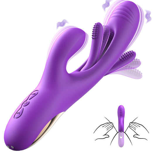 Vibrator Dildo Rabbit Sex Toys -LOVENOTE G Spot Vibrator Massager for Women Clitoral Nipple Stimulation, 3 in 1 Sex Toys with 14 Vibration & 7 Tongue Licking Flapping, Adult Sex Toys, Aurieel